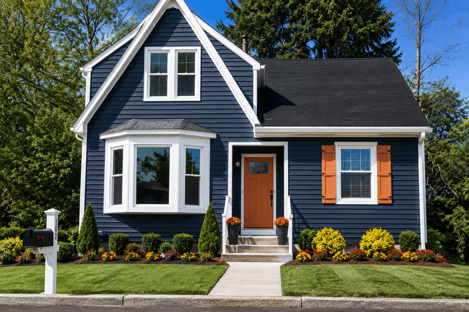 navy blue vinyl siding