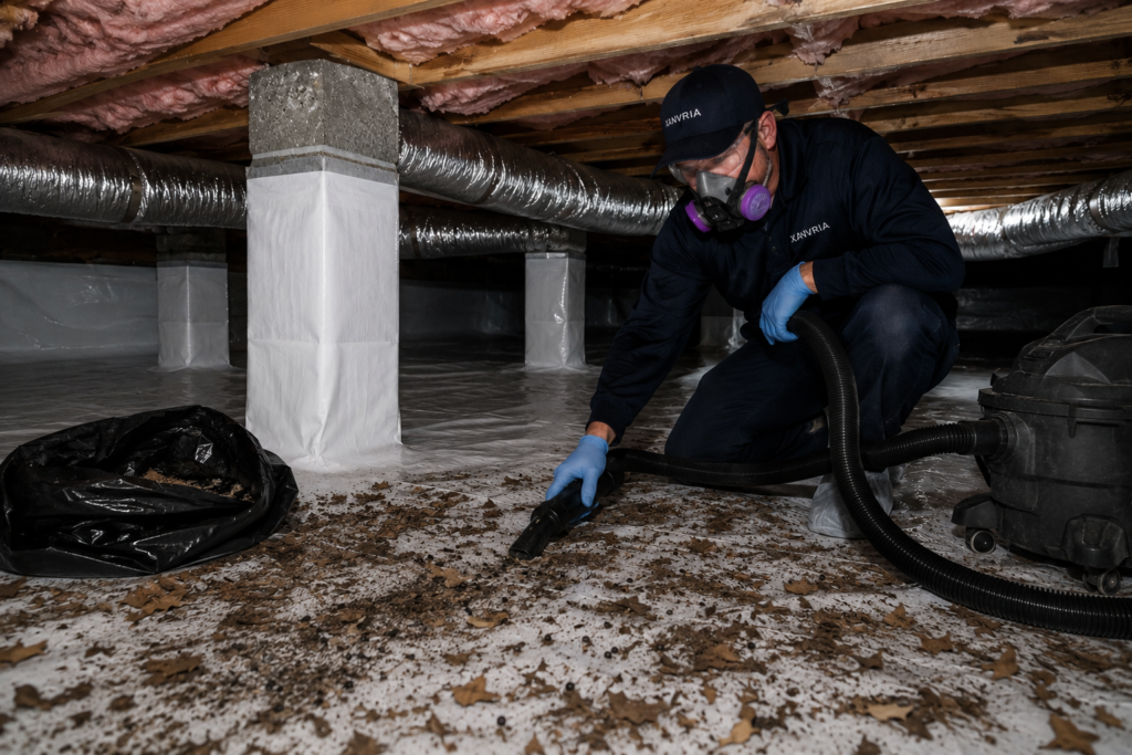 Rodent Proofing xanvria crawl space cleanup