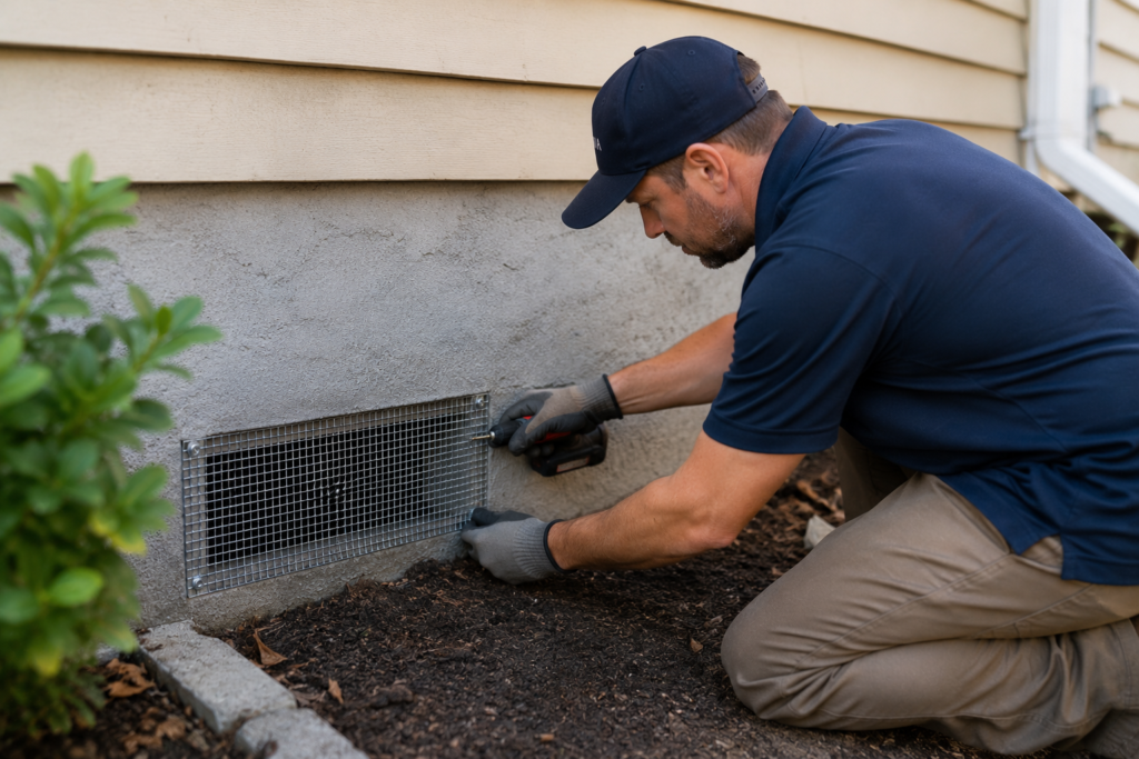 Rodent Proofing xanvria crawl space vent repair