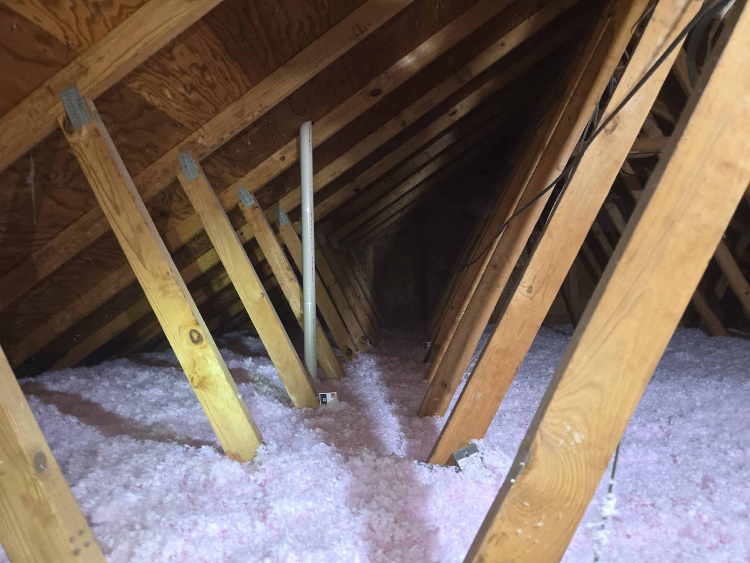 Completed blown-in fiberglass attic insulation installation in Pasadena, Maryland